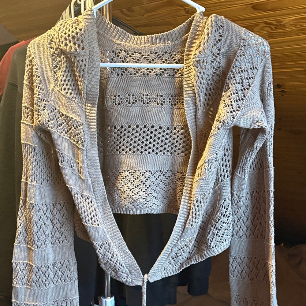 Arie Women's Open Knit Cardigan Sweater - Neutral Taupe